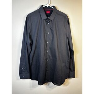 Alfani Men's Slim Fit Stretch Black Plaid Button Up Long Sleeve Shirt XL